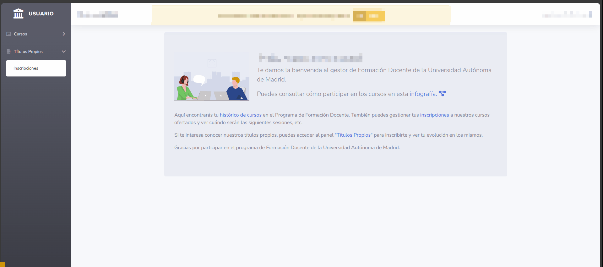 gif en el área de usuario que explica cómo seleccionar cursos desde la vista de progreso en las asignaturas